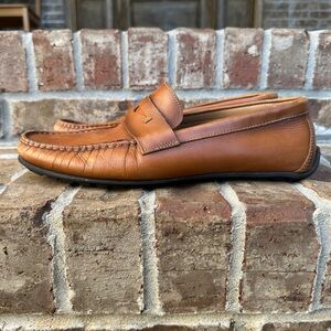 Men's Flag Ltd. Leather Driving Penny Loafers in Tan, Size 9M